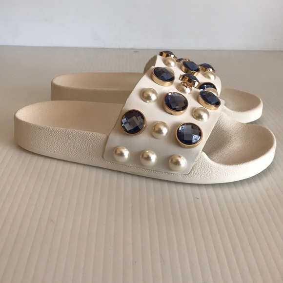 Tory Burch Vail Embellished Jeweled Slides Sandal - Picture 4 of 8